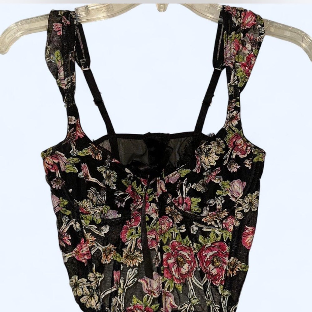 Floral Embroidered Black Top